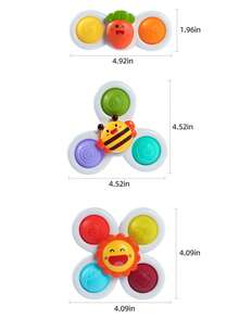 1pc Cute Cartoon Suction Cup Toy, Children's Educational Rattle Spinning Top Bath Toy, Perfect Gift For Boys And Girls, Christmas & Thanksgiving (Random Color Accessories) - Multicolor - View 4