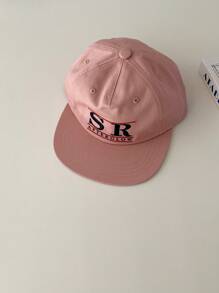 1 件软冠平檐帽，字母刺绣，复古百搭棒球帽，小脸遮阳帽，街头滑板帽，撞色嘻哈帽