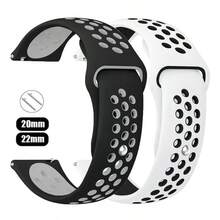 22mm 20mm 表带适用于三星 Galaxy Watch 7-FE-6-5-Pro-4-Classic/Active 2 硅胶运动孔手链华为 GT 4-3-2 硅胶表带适用于 Garmin Forerunner 55 165 265 255S 265S 手链适用于 Garmin Active 5/Vivoactive 5/Venu 3 2 3S - 彩色 - 查看 3