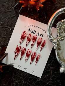 10 件手工制作的万圣节盔甲，带有吸血鬼元素，哥特风格，可拆卸和重复使用 - 紅白色 - 查看 3