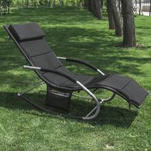 Cushion, Ergonomically Shaped, Padded Mattress Topper With Headrest For Rocking Chair, Garden, Black OGS28-P02