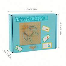 1 Set Kids Nail Board Toy, Effective Exercise Children's Thinking, Spatial Positioning, Imagination And Creative Thinking Ability, Includes 30 Double-Sided Puzzle Cards, 10 Large Rubber Rings, 20 Medium And 20 Small Rubber Rings, Wooden Geometric Math Educational Toy - 新款釘子板 - 查看 8