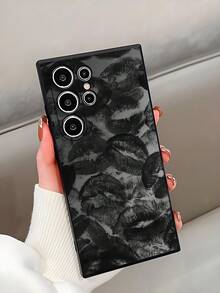 1 carcasă de telefon neagră anti-alunecare, cu design minimalist Tie Dye Ink Lip, compatibilă cu , Honor, Redmi, Galaxy, 12T/13T/14T