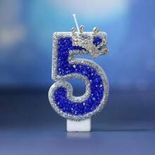 1 st numeriskt födelsedagsljus, silverkronadekorationsljus för tårtkonst, 0-9 glänsande blått siffrorljus, lämpligt för födelsedagstårtor, stora festivaler och fester, unisex - Blå - Visa 18