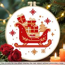 [圣诞十字绣] 圣诞节 DIY 1 套印花十字绣套件 | 11CT 中网格 3 股刺绣初学者套件适用于客厅墙壁家居装饰 - DIY 十字绣工艺套件