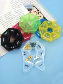 1 pieza Caja de pastillas portátil, Dispensador de medicamentos de 7 días a la semana, Caja de vitaminas, Capacidad grande de 7 días a la semana con compartimentos individuales sellados, Caja de almacenamiento de pastillas portátil, Organizador de pastillas con 7 compartimentos diarios, Contenedor de dosis semanal, Soporte de medicamentos para medicamentos, vitaminas y aceite de hígado de bacalao, Estuche de pastillas portátil y seguro para dosis diarias, Regalo para padres