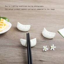1pc/2pcs/4pcs Ceramic Dumpling Chopstick Rest, Elegant Chopstick Holder, Cutlery Rack, Suitable For Home, Restaurant, Kitchen And Party (White) - White - View 10
