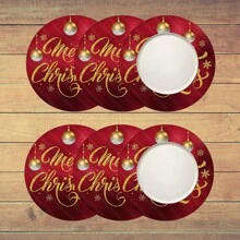 2 buc/4 buc/6 buc covorașe din silicon imprimate cu model de globuri de Crăciun, decor de Crăciun, potrivite pentru masă, cafenea, decorațiuni pentru toate anotimpurile, covorașe lavabile, decor pentru cameră, suporturi pentru pahare, covorașe de scurgere, covorașe pentru masă de bucătărie, decor pentru petreceri de interior și exterior, decor pentru casă, cadou ideal