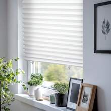 Cortinas "Dobráveis" Bloqueadoras de Luz Sem Furos Nem Ferramentas, Plissadas Semiabertas, Para Quarto, Sala de Estar, Cozinha, Cortinas de Quatro Estações, Pacote Duplo