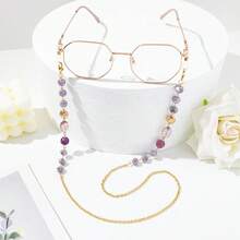 1 chiếc dây đeo kính mắt bằng kim loại đính hạt pha lê - Màu tím - Xem 2