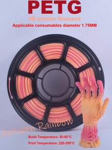 MXLX PETG 3D Printer Filament, 1.75mm, 1kg (2.2 Lbs), High-Precision, Strong, Odorless, Fluid, Moisture-Resistant 3D Printing Filament, Available In A Variety Of Rainbow Colors.