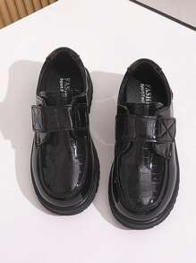 1 Pair Boys Casual Comfortable Lightweight Wear-Resistant Indoor/Outdoor Children Shoes, Fashionable Black Boys Oxfords Performance Shoes - Black - View 1