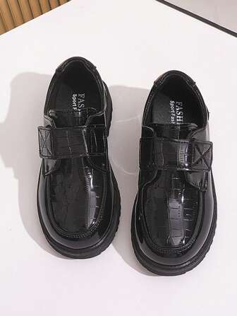 1 Pair Boys Casual Comfortable Lightweight Wear-Resistant Indoor/Outdoor Children Shoes, Fashionable Black Boys Oxfords Performance Shoes