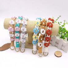 1pc Daisy Flower Cute Polyester Fiber DIY Handmade Wrist Keychain Keyring Phone Lanyard Bag Charm Backpack For School Letter