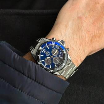 Orient Solar Power Chronograph Fashion Men's Sporty Metal Strap Quartz Watch With Rotating Bezel RA-TX0208L10B Suitable For Daily Business Clothing Decor Birthday Gift For Men Boyfriend Father