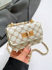 1pc Pu Fashion Retro Monogram Mini Fashion Coin Small Square Bag, Versatile Niche Design Fashion Shoulder Crossbody Bag, Comfortable Shoulder Strap, Smooth Long Style, Versatile And Not Picky, Suitable For Daily Outings, Play, School, Commuting Use, Is A Perfect Gift For Friends - Fashion Crossbody Bag - View 13