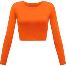 Womens Long Sleeve Crop Tops Basic Teen Girl Clothes Casual Cute Yoga Shirts Layering Slim Fitted Workout T-Shirt Base Top