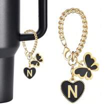 1pc Initial Letter Insulated Cup Accessory, Cup Charm, Fits 30 & 40 Oz Handled Glass Tumblers, Mini Water Bottle Keychain, Streetwear Style, Multi-Color, Wallet Decor, Handbag Charm