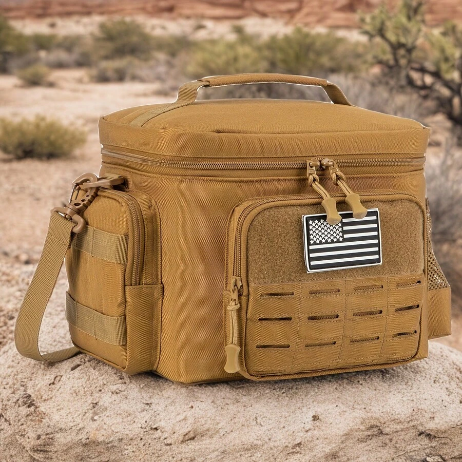 13L Men's Tactical Lunch Bag Heavy Duty Durable Lunch Box Insulated Cooler Adult Meal Insulated Bag For Office, Picnic Camping, Outdoor Activities Strap MOLLE Webbing