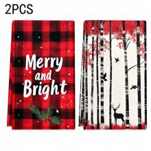 1set/1pc/2pcs Christmas Reindeer And Christmas Forest Printed Kitchen Towels And Dishwashers, Suitable For Interior Decoration In Restaurants, Kitchens And Bathrooms, Party Decoration, Holiday Gifts, And Can Also Be Given As Christmas Presents