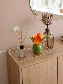 亚克力浴室透明台面托盘，透明亚克力香水托盘，坚固的储物托盘，用于存放装饰品、蜡烛、牙刷，女士储物整理器，旅行必需品，返校宿舍储物