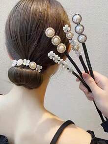 1个女士蓝色水晶水钻羽毛镂空发髻器，优雅时尚高马尾发髻配饰，夏季甜美可爱时尚发饰工具，适合日常使用，可用作发髻延长器、发髻假发、发夹、发卡、发饰、学习用品、发卡、派对配饰、婚礼用品、派对造型