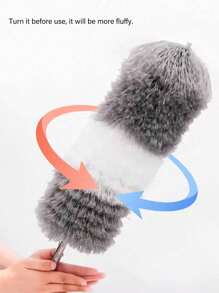 1 pieza Plumero extensible de microfibra súper con mango de acero inoxidable y varilla telescópica, cepillo de limpieza de polvo de fibra para el hogar, plumero retráctil, ideal para limpiar techos, ventiladores y muebles, para uso doméstico