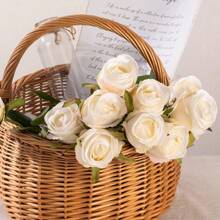 20pcs Artificial Silk Rose Flower Bouquet, Realistic Fake Rose, Suitable For Valentine's Day, Mother's Day, Home Weddings, Party Decorations, Gifts, Floral Baskets, Car Decor, Dress Accessories, Romance Flower Arrangements, Home & Room Decor