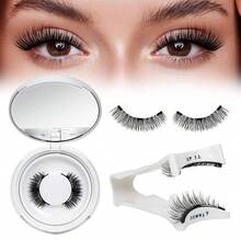 1 Pair/Set CC Curly Magnetic False Eyelashes Kit With Professional Eyelash Curler, Reusable, No Glue Needed, Ideal For Lazy People, Natural Cartoon Lash Applicator Mixed Design, 3D Volume Fake Lash Strips Charming Eye-Lifting Lash Extension Set Suitable For Daily Wear, Work, Study, Travel, Party, Women's Gift, Women's Christmas Gift - Black - View 10