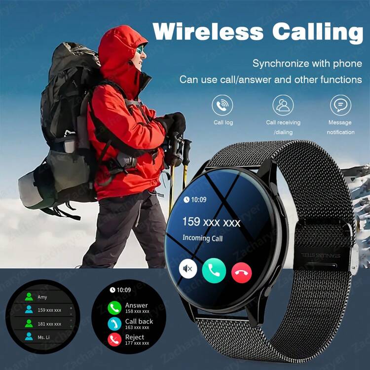 Reloj inteligente con pantalla redonda de 1.28", batería de 180mAh, llamada/marcación inalámbrica, múltiples modos deportivos, recordatorio de llamadas/SMS, control de música, compatible con iOS/Android - Multicolor - Añade 2