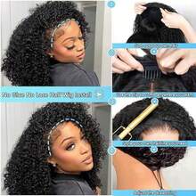 Kinky Curly Half Wig Human Hair 200 Density Glueless Wear And Go Headband Wig Human Hair For Women 3 In 1 Drawstring Seamless Flip Over Curly Half Wigs Human Hair Beginner Friendly Jerry Curl Half Wig 20 Inch - Natural Black - View 9