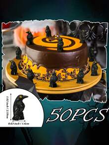 20pcs-Miniature Crows Figurines Mini Resin Crows Figures Black Raven Summer Decor Tiny Resin Animals For Halloween Scene Decor