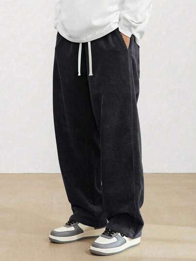 Men's Spring & Autumn Corduroy Straight-Leg Casual Pants, Comfy Minimalist Versatile Sport Trousers