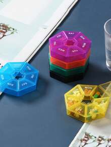 1 pieza Caja de pastillas portátil, Dispensador de medicamentos de 7 días a la semana, Caja de vitaminas, Capacidad grande de 7 días a la semana con compartimentos individuales sellados, Caja de almacenamiento de pastillas portátil, Organizador de pastillas con 7 compartimentos diarios, Contenedor de dosis semanal, Soporte de medicamentos para medicamentos, vitaminas y aceite de hígado de bacalao, Estuche de pastillas portátil y seguro para dosis diarias, Regalo para padres