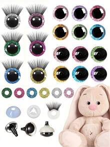 16pcs 14mm 3d Sparkling Safety Eyeballs, Diy Eyes For Crochet, With Bowl Washers, Moon Crochet Amigurumi Eyeballs, For Crochet Animal Craft Eyeballs, Plush Crochet Eyeballs For Craft Halloween Decorations - Multicolor - View 3