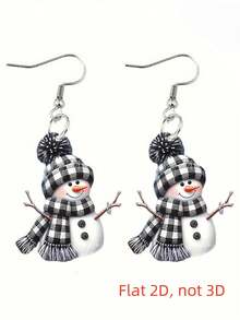 EMERY ROSE Charming Snowman Acrylic Pendant Earrings With Stainless Steel Earring Posts, Cute Cartoon Style, Suitable For Christmas And Daily Wear, Ideal Gift Choice