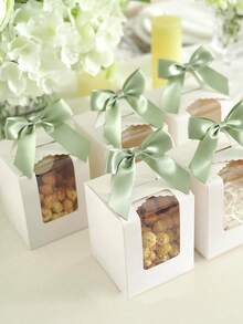 10/20pcs Sage Green Satin Ribbon 3.5" Twist Tie Bows For Treat Bags, Sage Green Satin Ribbon Bows For Gift Wrapping Premade Bows For Crafts, Party Favors, Wedding, Shower Decorations And Party Favors - Green - View 2