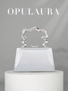 Sac à main bracelet métallique brillant à la mode pour femmes OpulAura, sac de soirée  de forme minimaliste en forme de boîte, sophistiqué et élégant, convient pour les fêtes à thème, les anniversaires, les rentrées scolaires et autres occasions