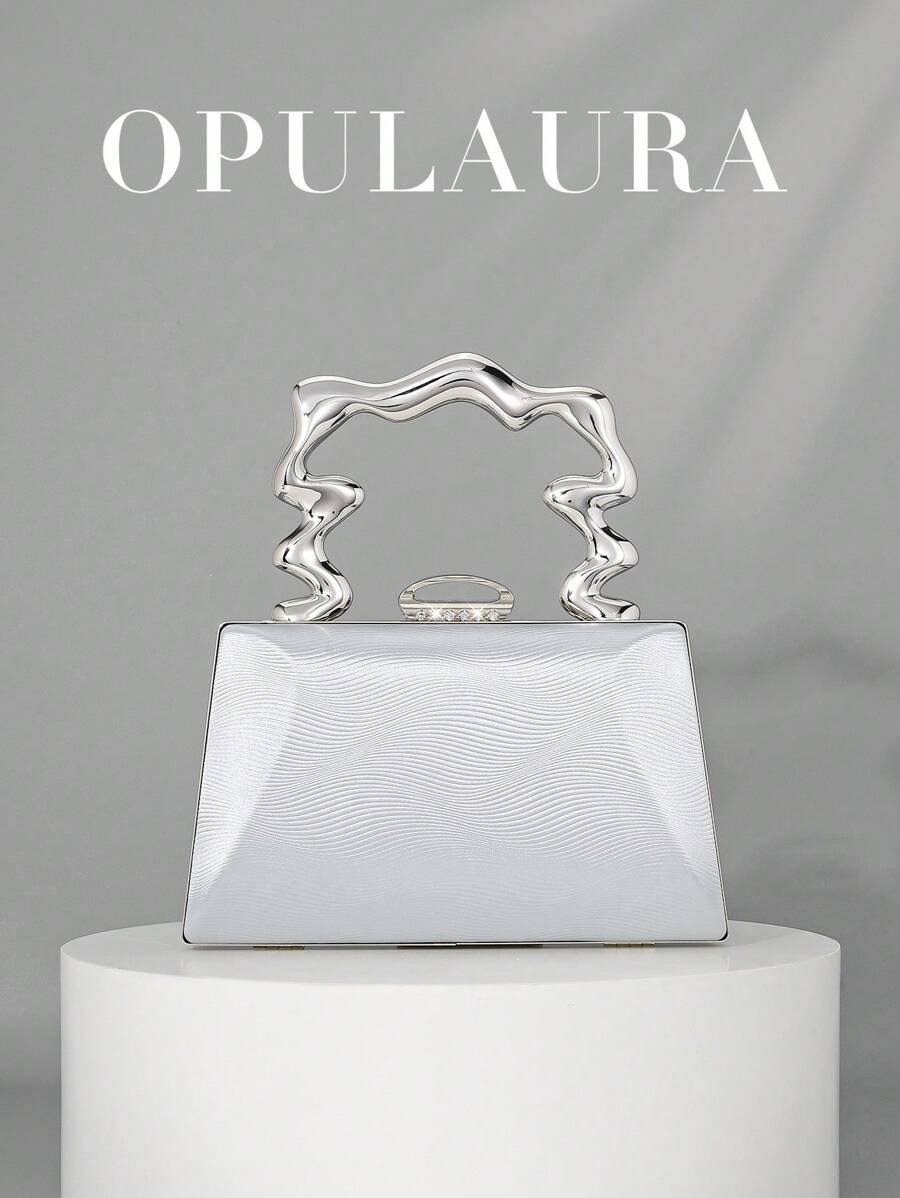 Sac à main bracelet métallique brillant à la mode pour femmes OpulAura, sac de soirée  de forme minimaliste en forme de boîte, sophistiqué et élégant, convient pour les fêtes à thème, les anniversaires, les rentrées scolaires et autres occasions