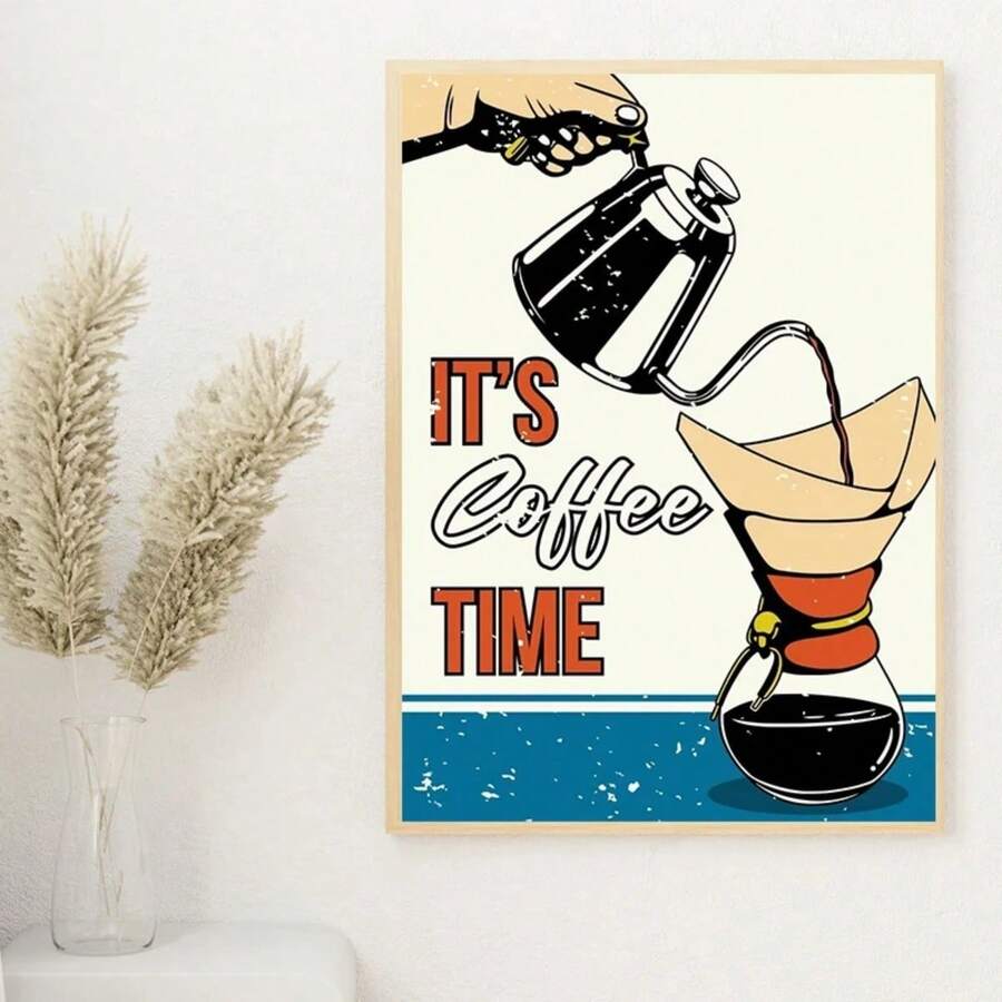 1pc Vintage Inspired Coffee Time Quote Cafe Coffee Shop Wall Arts Posters Canvas Painting Wall Prints Picture For Living Room Home Decor No Frame - Available In Multiple Colors - View 1