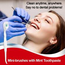 1 Caixa com 20 Peças de Escovas de Dente Descartáveis Minúsculas com Pasta de Dente de Pérola Fresca Embutida, Sem Necessidade de Água, Escova de Dentes Oral Portátil Multifuncional para Viagem, Limpeza Bucal Refrescante