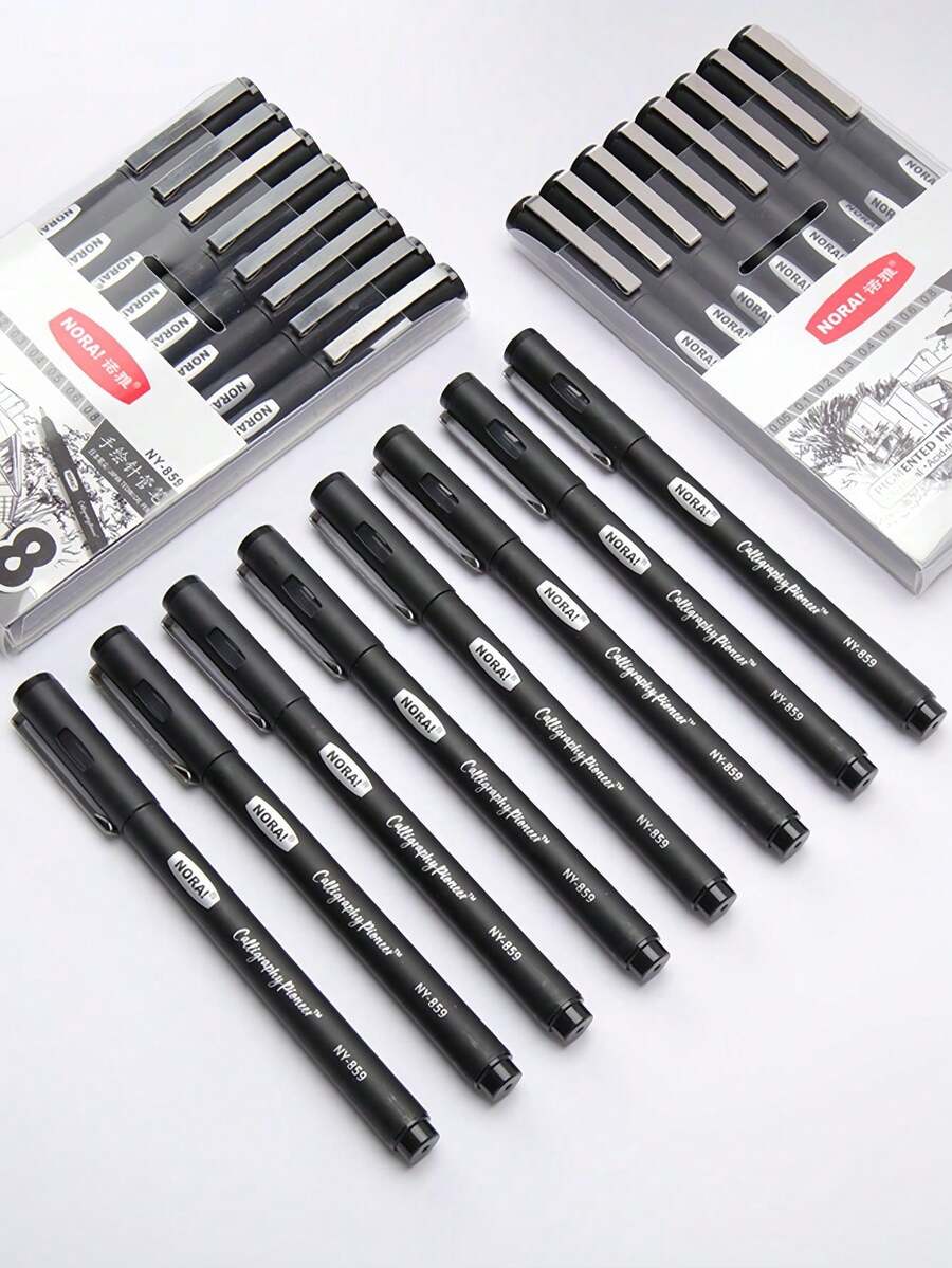 1pc/8pcs Liner Drawing Pens, Designed For Art, Hand Painting, Comics, Waterproof Signature Pens, Smooth Calligraphy Brush Writing, Multiple Models Suitable For Painting And Outlining, Ideal For Creation And Illustration - Multicolor - View 1