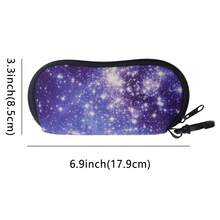 1pc Wave Art Painting Marble Eyewear Cases Cover Sunglasses Case Starry Sky Sun Moon Face Glasses Box With Zipper Portable Eyeglass Cases - Multicolor - View 2