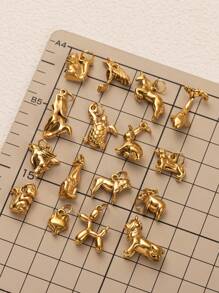 1pc Fashion Gold Animal Series Lion Elephant Whale Big Dog Sea Turtle Unicorn Exquisite Pendant, Electroplated 18K Gold, Waterproof And Sweatproof, Suitable For DIY Necklaces, Bracelets, Earrings, Keychains, Bag Chains, Shoe Buckle Accessories, Women's Jewelry Accessories, DIY Accessories - Gold - View 4