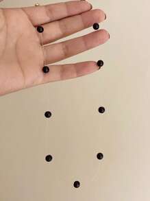 1 件米色仿珍珠项链，法式优雅女士通勤和约会颈链，休闲度假颈链配饰 - 黑色 - 查看 4