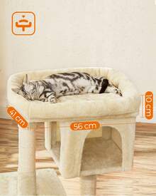 Feandrea Cat Tree, 84 Cm Tower, L, Condo For Large Cats Up To 7 Kg, Large Perch, 2 Caves, Scratching Post, Beige - Beige - View 3