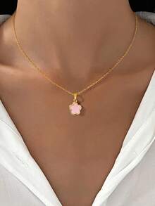 قلادة ربيع رباعي الأوراق الحظ قطعة واحدة، مجوهرات للنساء من الفضة الإسترليني عيار 925، قلادة ترقيق رومانسية، هدايا مجوهرات فاخرة للفتيات للاستخدام اليومي والمواعدة والديكور