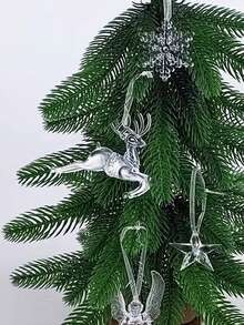 3D Acrylic Transparent Deer Hanging Ornaments, Nordic Minimalist Style Hollow Reindeer Decor, Matte Texture, Christmas Party Decoration, New Year Gift, Winter Window Display, Ice & Snow Home Decor