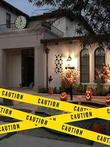 1pc Spooky Halloween Warning Caution Tape With Blood Hand Print - Durable, Weather - Resistant Caution Signs For Haunted House Decorations, Danger Zone - Multicolor - View 7