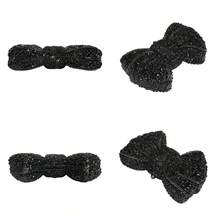 Bolso de mano de noche de lujo con forma de lazo para mujer, con brillantes diamantes de imitación, para banquete - Negro - Ver 5